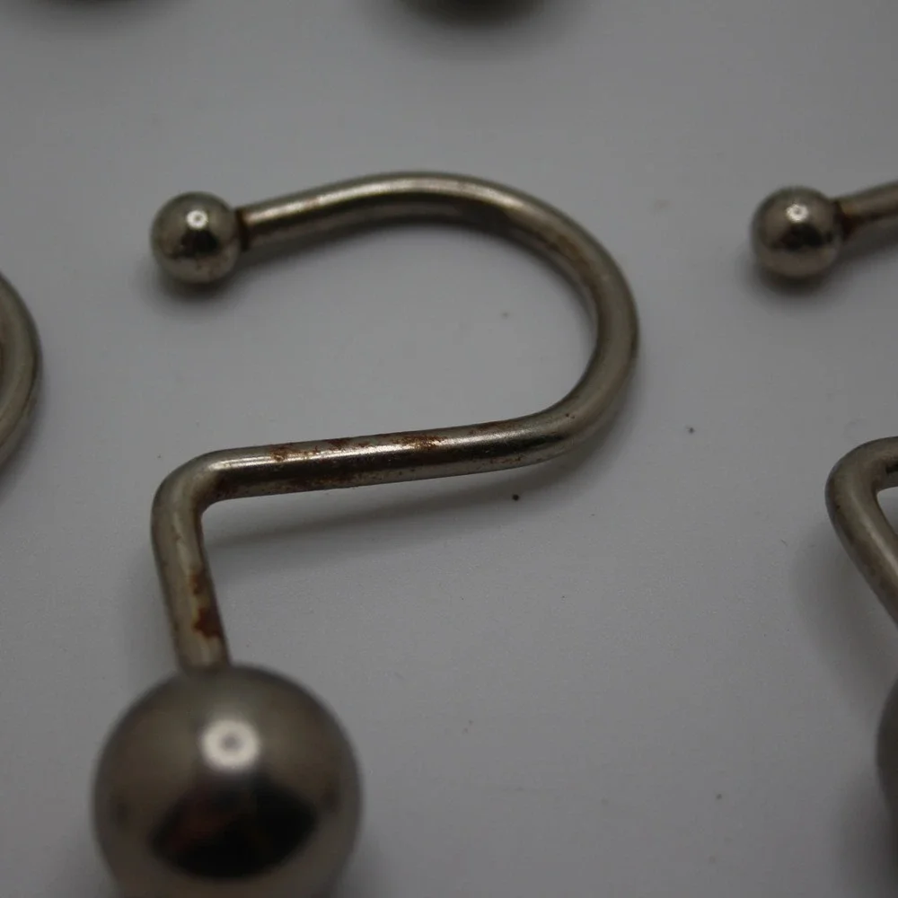 Vintage Metal Shower Curtain Hooks with Ball Ends - Set‎ of 9